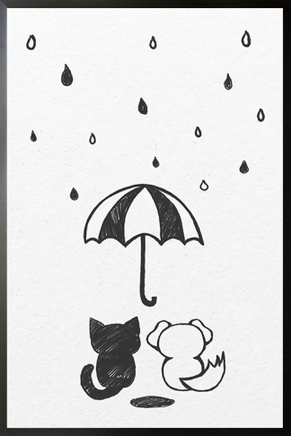 Umbrella Pets Poster in black frame