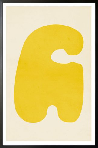 Abstract regular shape yellow in black frame