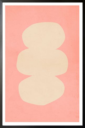 Abstract regular shape Beige Poster in black frame