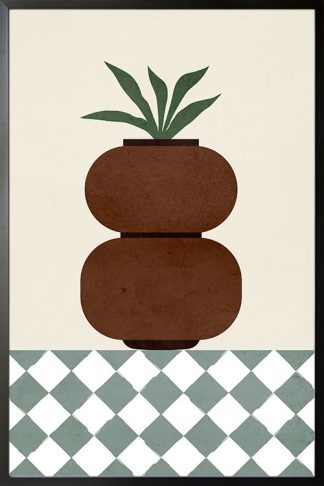 Artsy Flower Vase and Pattern no. 3 Poster in Black Frame