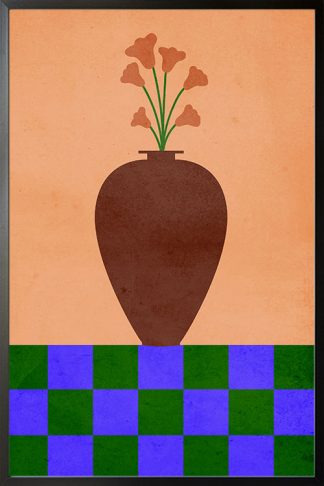 Artsy Flower Vase and Pattern no. 4 Poster in Black Frame