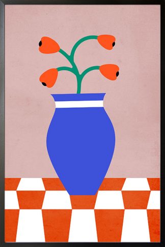 Artsy Flower Vase and Pattern no. 5 Poster in Black Frame