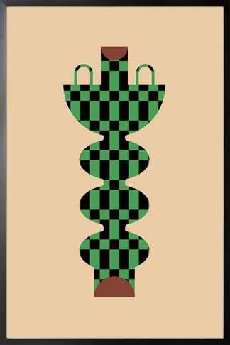 Vase tube and checkered pattern no. 2 Poster in Black Frame