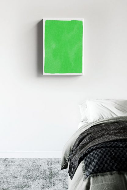 Textured green watercolor canvas in interior