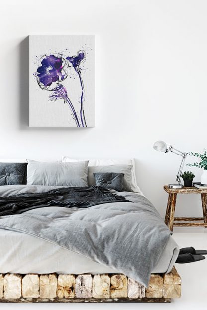 Floral Purple Hibiscus Canvas in interior