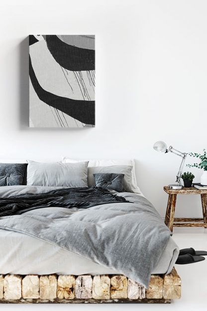 Gray tone abstract with drip Canvas in interior