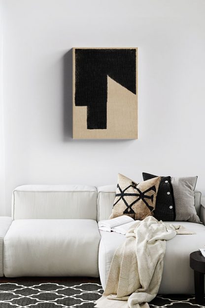 Mid Century art shape Black print no. 1 canvas in interior