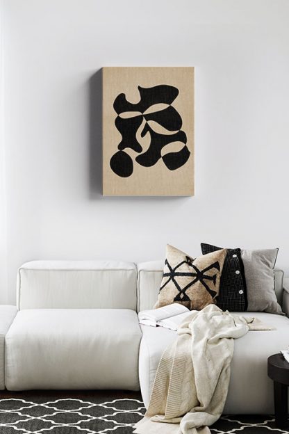 Mid Century art shape Black print no. 3 canvas in interior