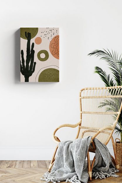 Drawn shapes and cactus no. 3 canvas in interior
