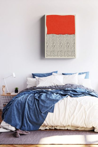 Modern abstract Orange black canvas in interior