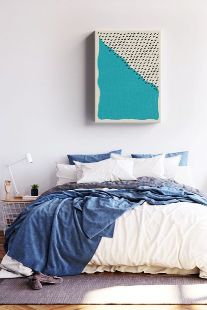 Modern abstract Teal black canvas in interior