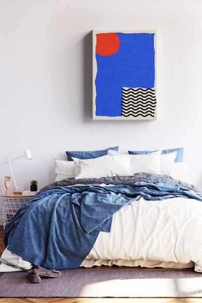 Modern abstract Orange blue black in interior