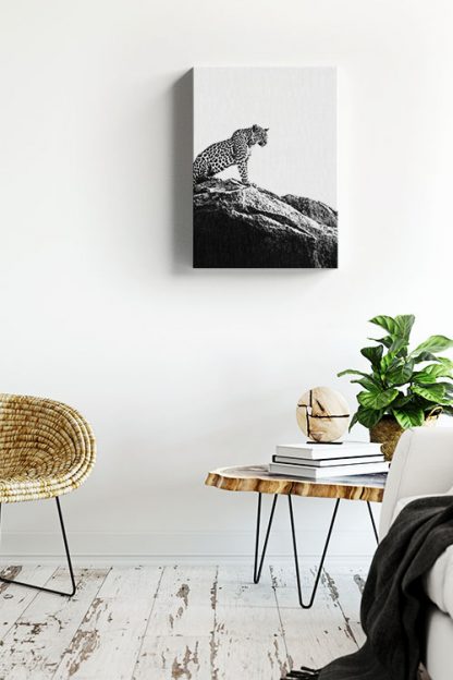 Leopard on rock Canvas in Interior