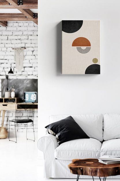 Boho Half circles and lines canvas in interior