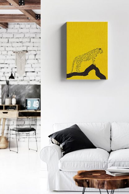 Leopard stencil canvas in interior