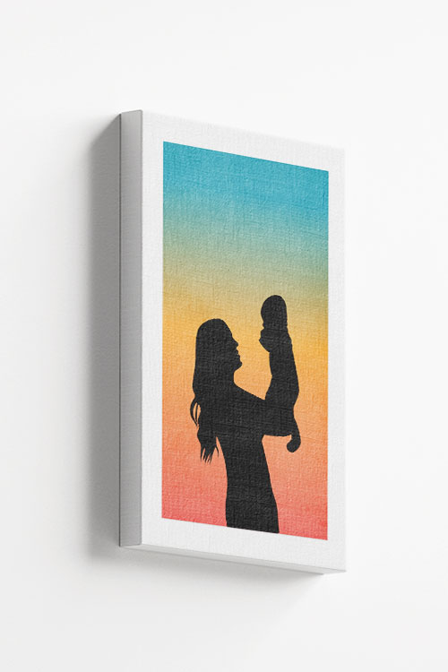 Mother and Child Rainbow Gradient Canvas