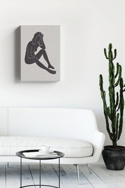 Black Lady Pose Canvas in interior