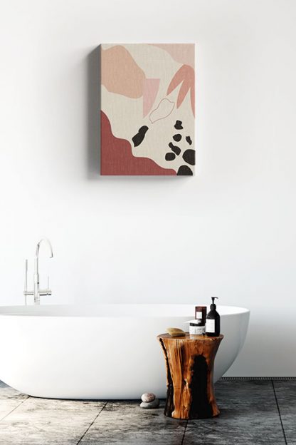 Shade of pink art shapes No2 canvas in interior