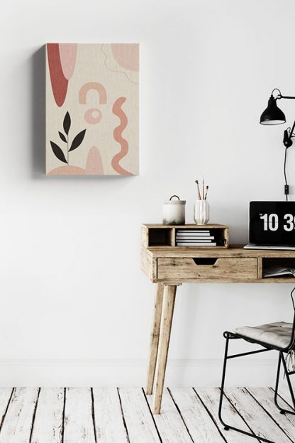 Shade of pink art shapes No3 canvas in interior