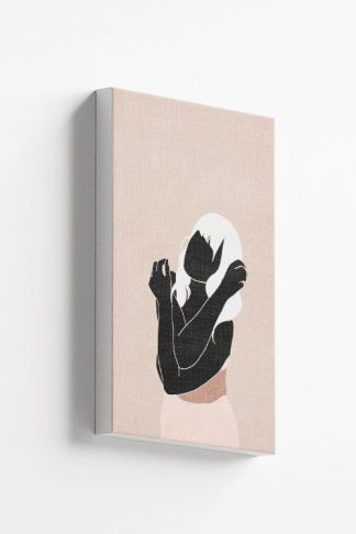 Minimal black woman in pink tone Canvas