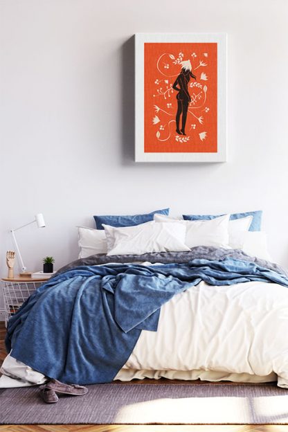 Lady on botanical pattern 1 canvas in Interior