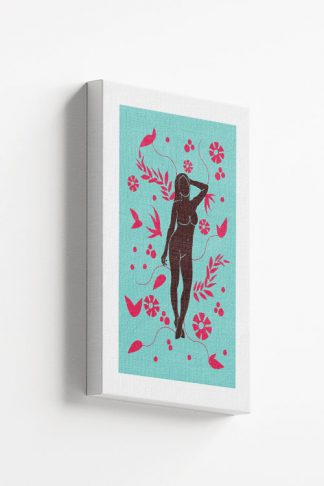 Lady on botanical pattern 5 canvas