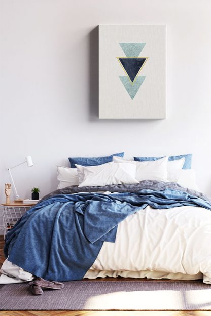 Geometric art triangle with texture canvas in Interior