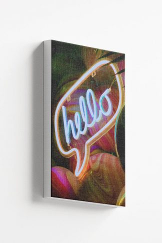 Neon hello sign with marble background Canvas