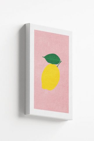 Lemon on pink background canvas