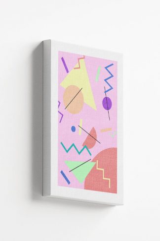 Memphis art Black lines in colorful shapes canvas