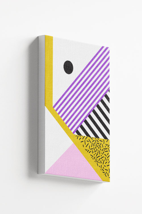 Memphis art violet diagonal lines and pattern canvas