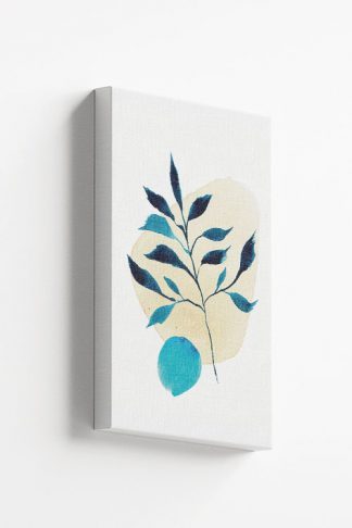 Abstrated Blue Leaves Canvas