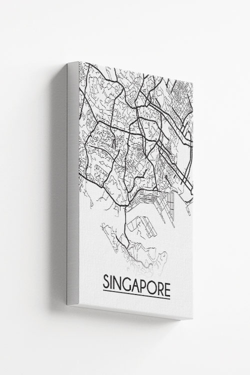 Singapore map Line art Canvas