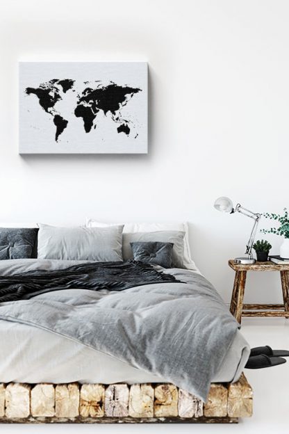 World Map Stencil in White Background Canvas