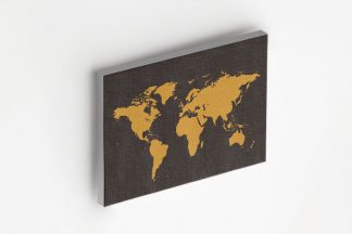 World Map Stencil in Black Background Canvas