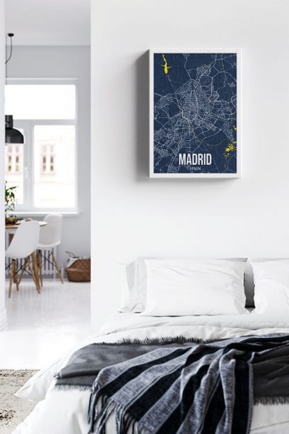 Madrid Colored City Map Canvas - 50x70cm