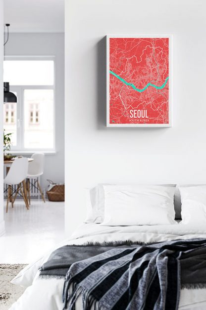 Seoul Colored City Map Canvas