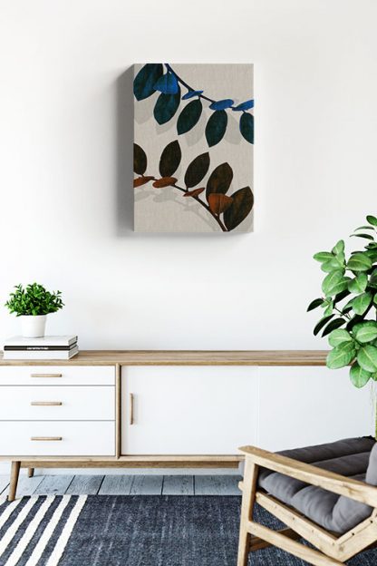 Red and blue leaves canvas