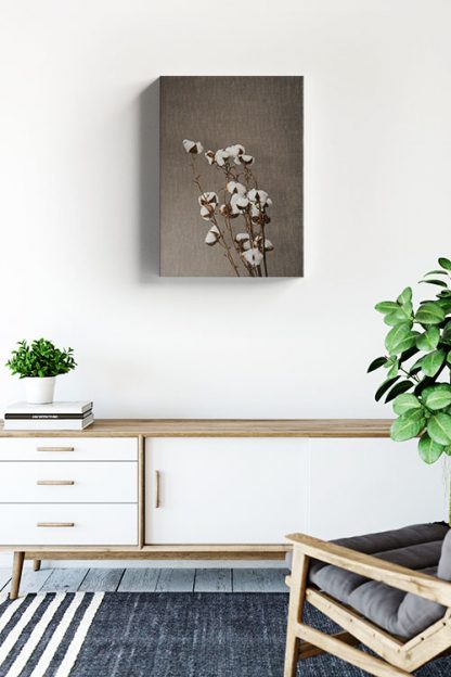Cotton plant in grunge background canvas