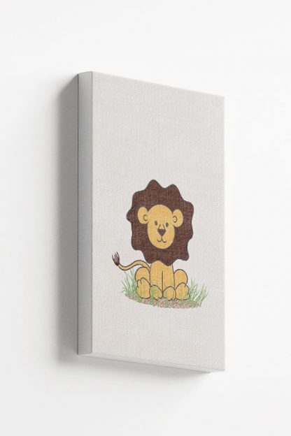 Cute lion on grass Canvas