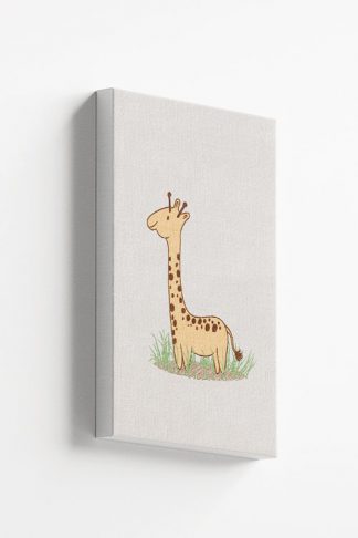 Cute giraffe on grass Canvas