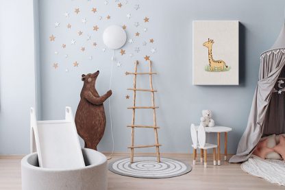 Cute giraffe on grass Canvas in interior