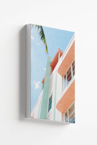 Villa and palm leaves canvas