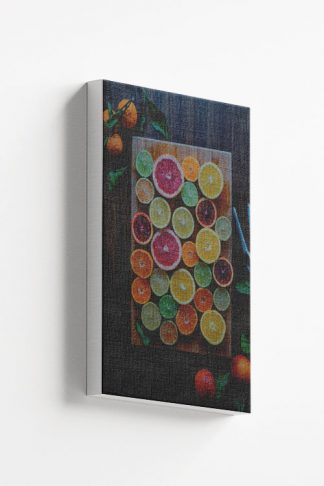 Variety of citrus on chopping board canvas