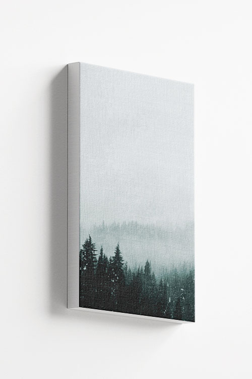 Foggy mountain and pine trees no1 canvas