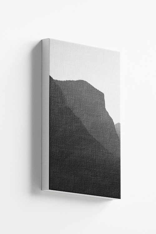 B&W Concrete mountain and trees no1 canvas