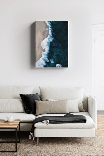 Strong waves on shore canvas