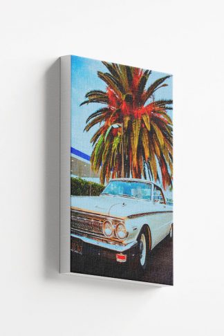 Vintage light blue car Canvas