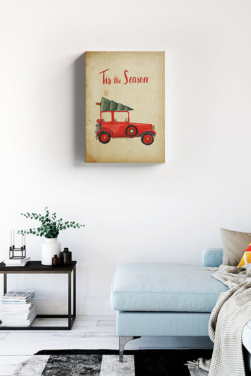 Tis the season Christmas Truck Canvas