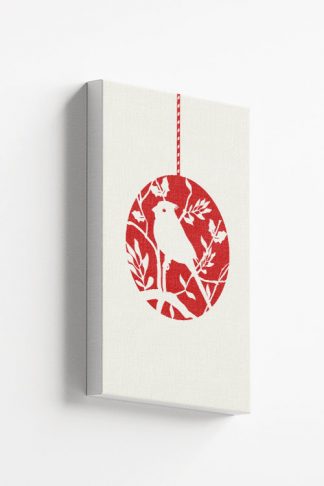 Christmas bird on branch Canvas